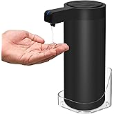 Automatic Soap Dispenser Wall Mount Stainless Steel with Sensor Infrared 9 oz. Automatic Soap Dispenser Touchless Electric IPX5 Waterproof USB-C Charging Motion Sensor for Kitchen & Bathroom(Black)
