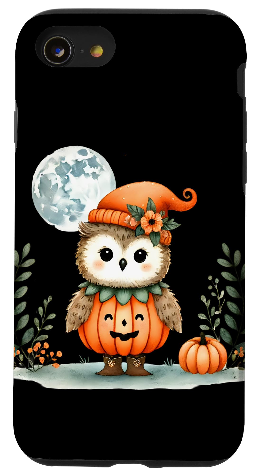 iPhone SE (2020) / 7 / 8 Halloween Owl With Pumpkin Costume Full Moon Case