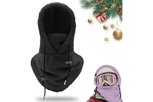 ANYSENT Sherpa Hood Ski Mask,Winter Fleece Hood Ski Mask for Women Men,Drawstring Face Cover Hat Coldproof Warm Cap Scarf