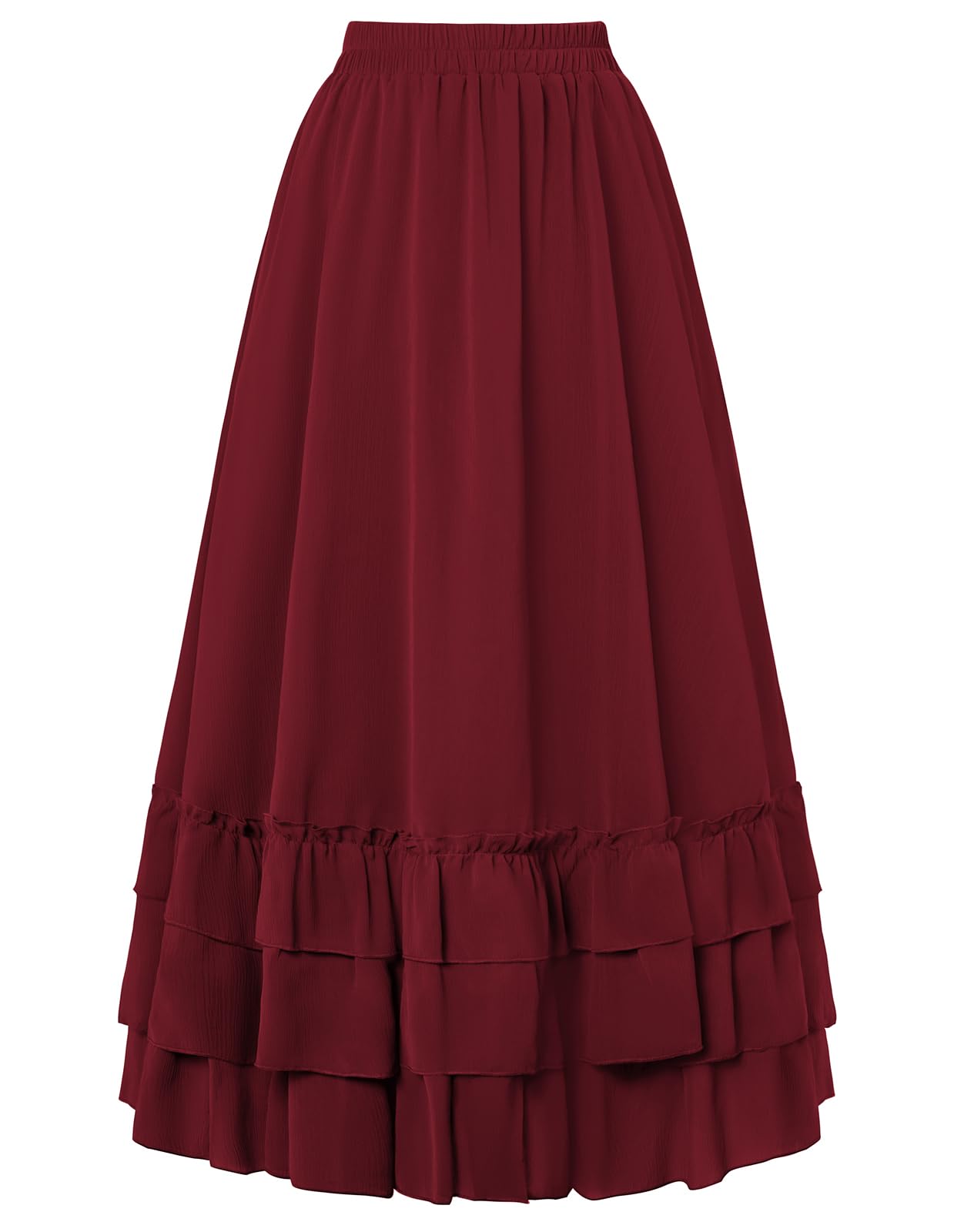 Photo 1 of Scarlet Darkness Maxi Skirts for Women Long Renaissance Skirt Flowy Ruffle Tiered Skirt Deep Red L