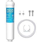AQUA CREST 5 Years Capacity -Inline Water Filter for Refrigerator with 1/4-Inch Direct Connect Fittings, Idea for Ice Maker, RV, Refrigerator, RO System, In Line Water Line Filter, Reduces PFAS/PFOA