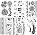 Henna Tattoo (6 Sheets) Body Paints Temporary Tattoo Designs Feathers/Mandala/Cats/Lotus/Bracelet/Elephant/Birds and more