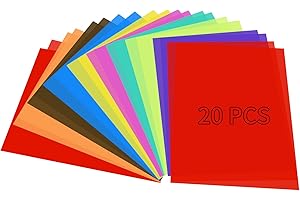 UTEBIT 20 Pack Color Correction Light Gel Filter Sheet, 7 Colors Transparent Colour Filter Film, Overlays Lighting Gel Plasti