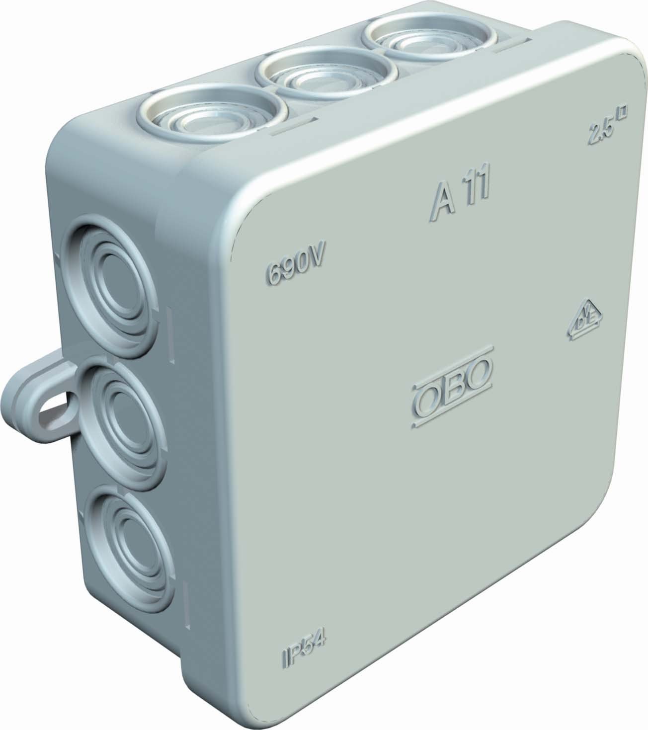 OBO Cable Junction Box A 11 Without Terminal Strip, Pure White, Pack of 1, Box, 2000180-10