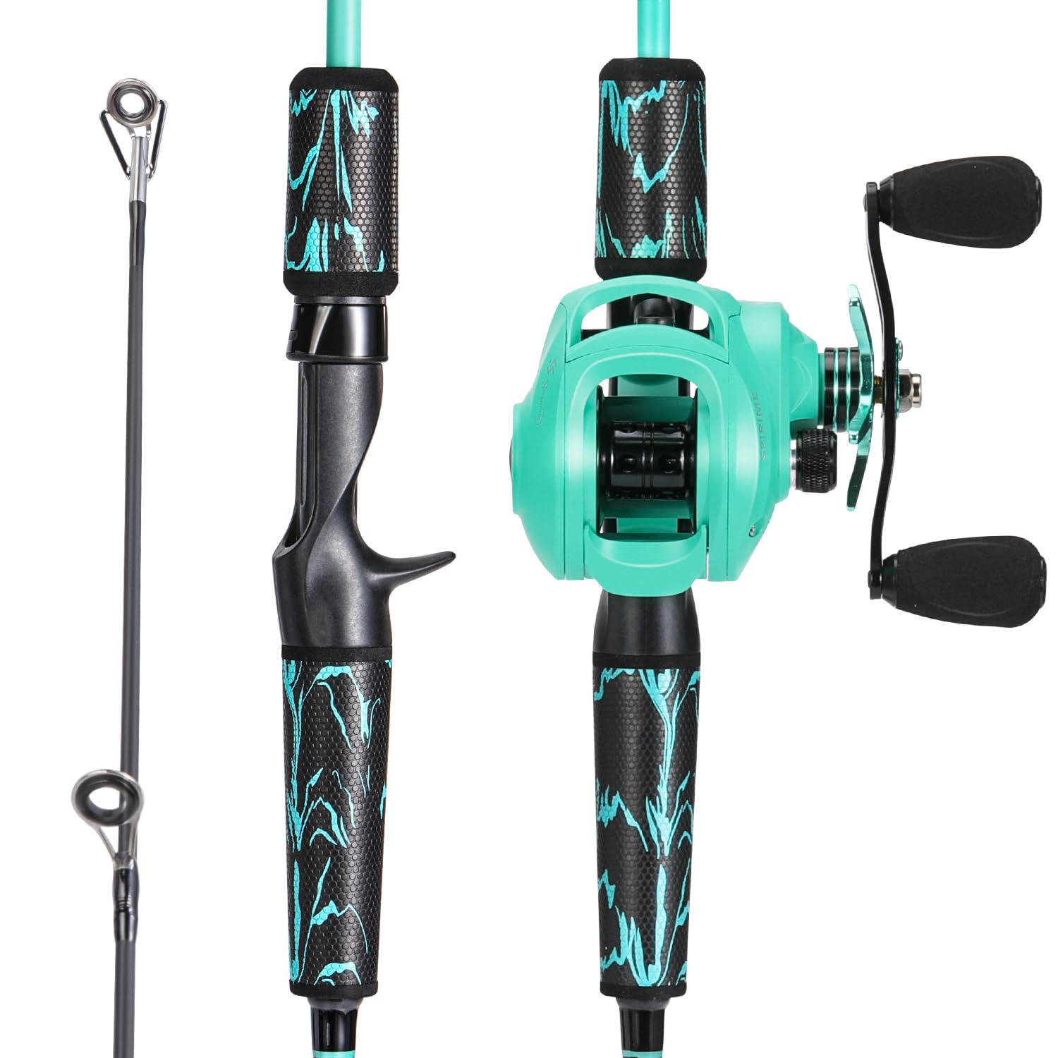 One Bass Fishing Rod and Reel Combo, IM6 Graphite 2Pc Blank Baitcasting Combo with SuperPolymer Handle- 6'0" with Right Handed Reel