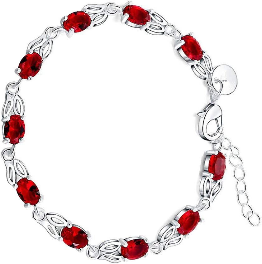 AIUIN Jewelry Women Red Zircon Bracelet Fashion Simple Crystal Bracelet for Girls,with a Jewelry Bag