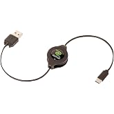 ReTrak Retractable Charge and Sync USB Type-C to Standard USB for All New Type-C Devices, Black, ETESUCAM, 6.90" x 2.40" x 0.90"
