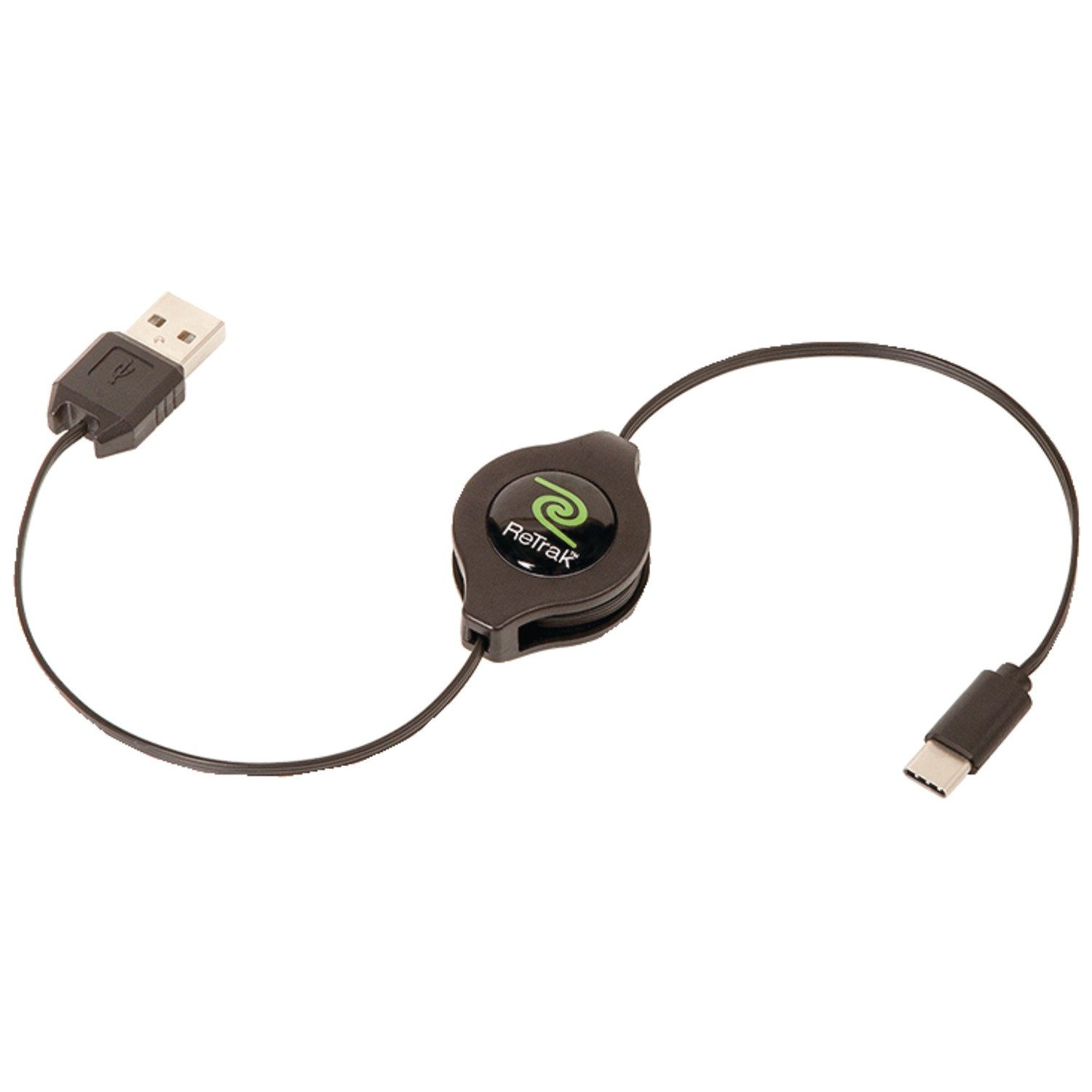 ReTrak Retractable Type-C to USB 2.0 Male Cable - Black