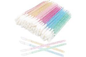 MEKUPEU 300 Pack Disposable Lip Brushes Premium Crystal Handle Lipstick Gloss Wands Mascara Applicator Makeup Tool (mix 6 color)
