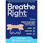 Breathe Right Original Tan Small/Medium Drug-Free Nasal Strips for Nasal Congestion Relief, 30 count
