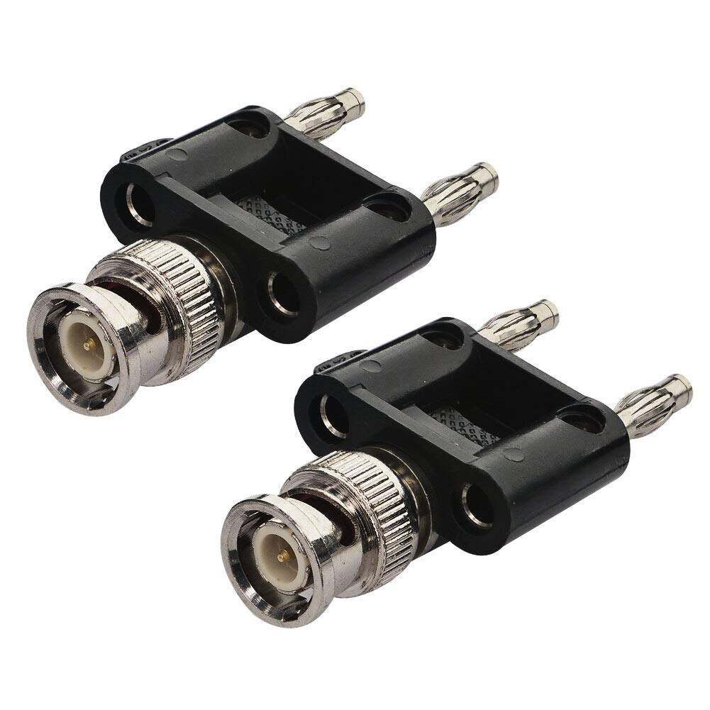 YILIANDUO BNC Male to Dual Banana Male Plug Jack Binding Posts RF Coaxial Adapter BNC to Banana Coax Jack Splitter Connector Pack of 2
