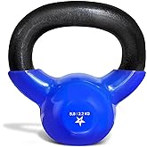 Yes4All Vinyl Kettlebell, 5&ndash;100 Lb Strength Training Kettlebell | Solid Cast Iron Workout Weights Build Full-Body Strength, Wide Handle &amp; Flat Base for Stable &amp; Controlled Workouts