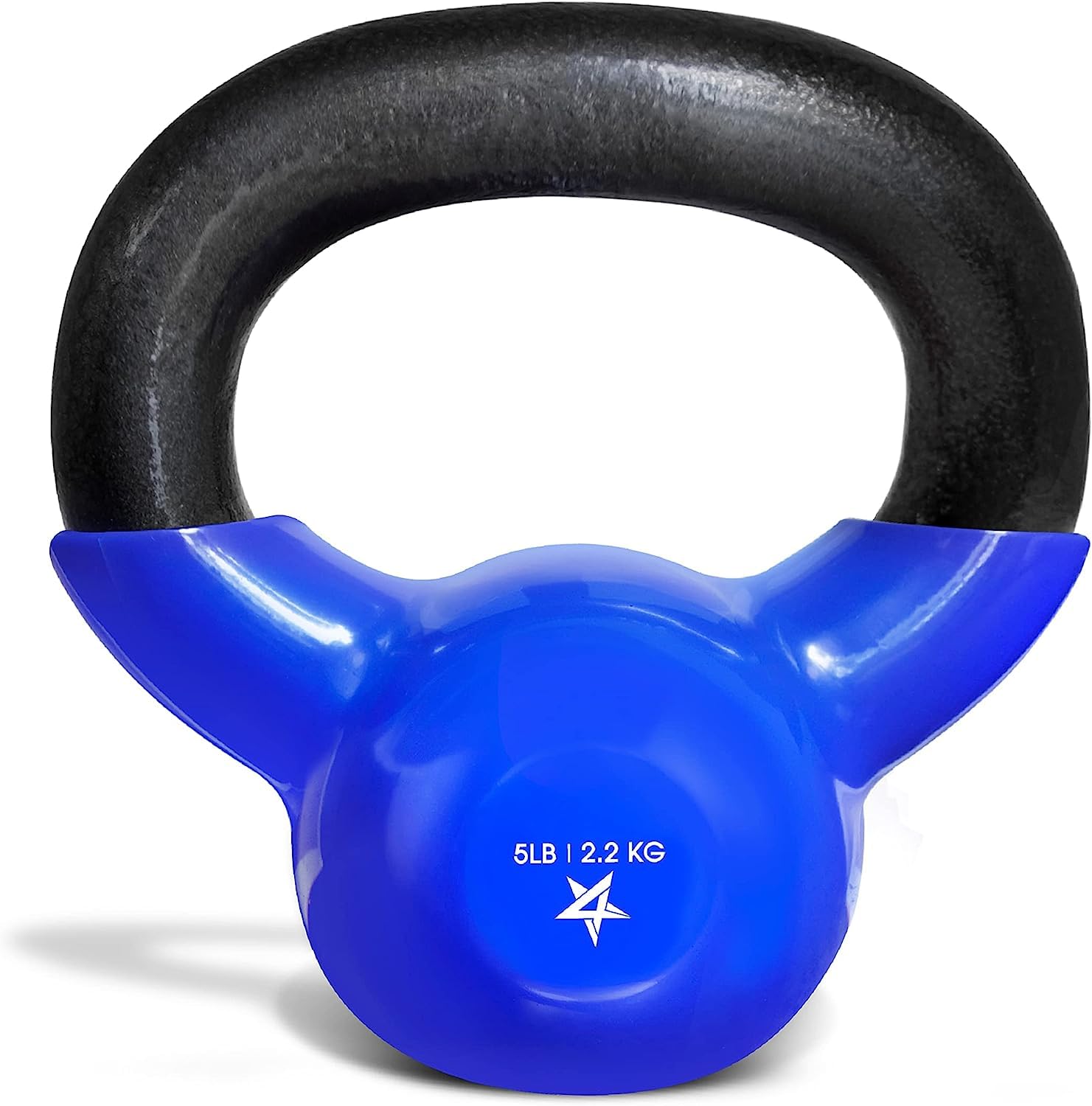 Photo 1 of Yes4All Kettlebell, 5 lb Vinyl Coated Cast Iron Strength Training Kettlebells for Home Gym Exercises, Heavy Weights Gym, Fitness, Full Body Workout Equipment, Push up, Grip, Strength Training - Blue