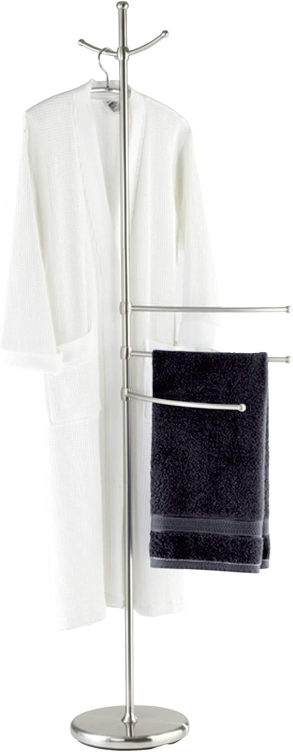 Wenko 16827100 Towel Stand Adiamo Clothes Stand, Metal Steel, 28 x 170 x 28 cm, Matt, Silver