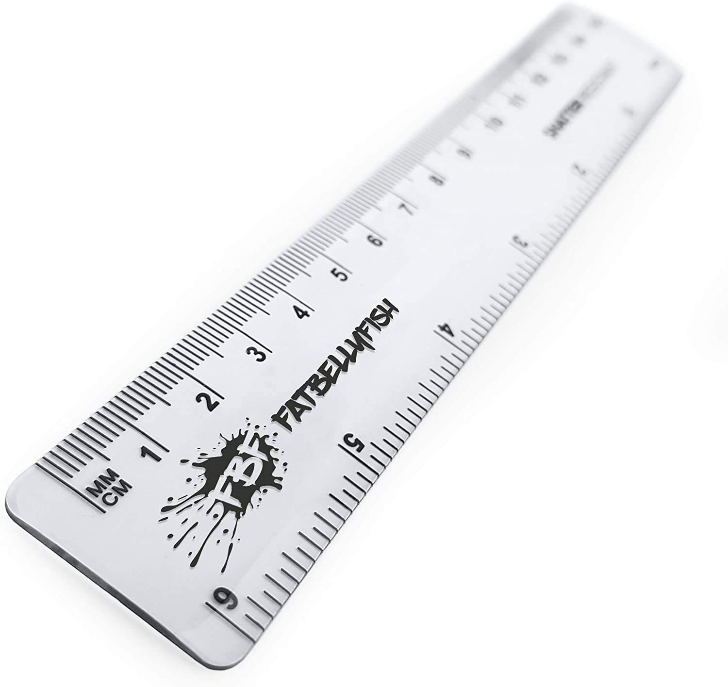 Fat Belly Fish - 6 Inch / 15cm Transparent Rulers - Shatter Resistant - Pack of 2 - Clear