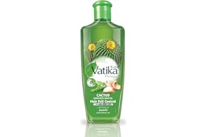 Vatika Naturals Cactus Enriched Hair Oil - Hair Fall Control & Strengthening - Nourishes Scalp & Roots - Reduces Breakage & Promotes Healthy, Thick Hair - for Stronger, Fuller Hair - 300ml