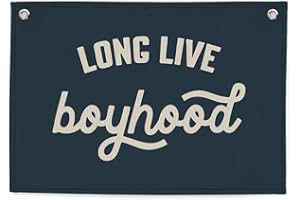 CEBTHN Long Live Boyhood Banner – Linen Canvas Wall Hanging Flag, Boys Room & Nursery Decor, Playroom Wall Art, Baby & Toddler Room Decoration, 20x30 Inch - Navy Blue