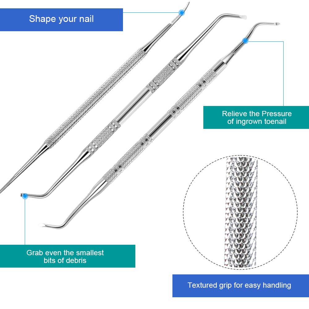 3pcs Ingrown Toenail File And Lifters, [ Upgraded ] Teenitor Professional Surgical Safe Nail Treatment Pedicure Tool Kit Under Nail Cleaner Tools Pain Relief: Beauty