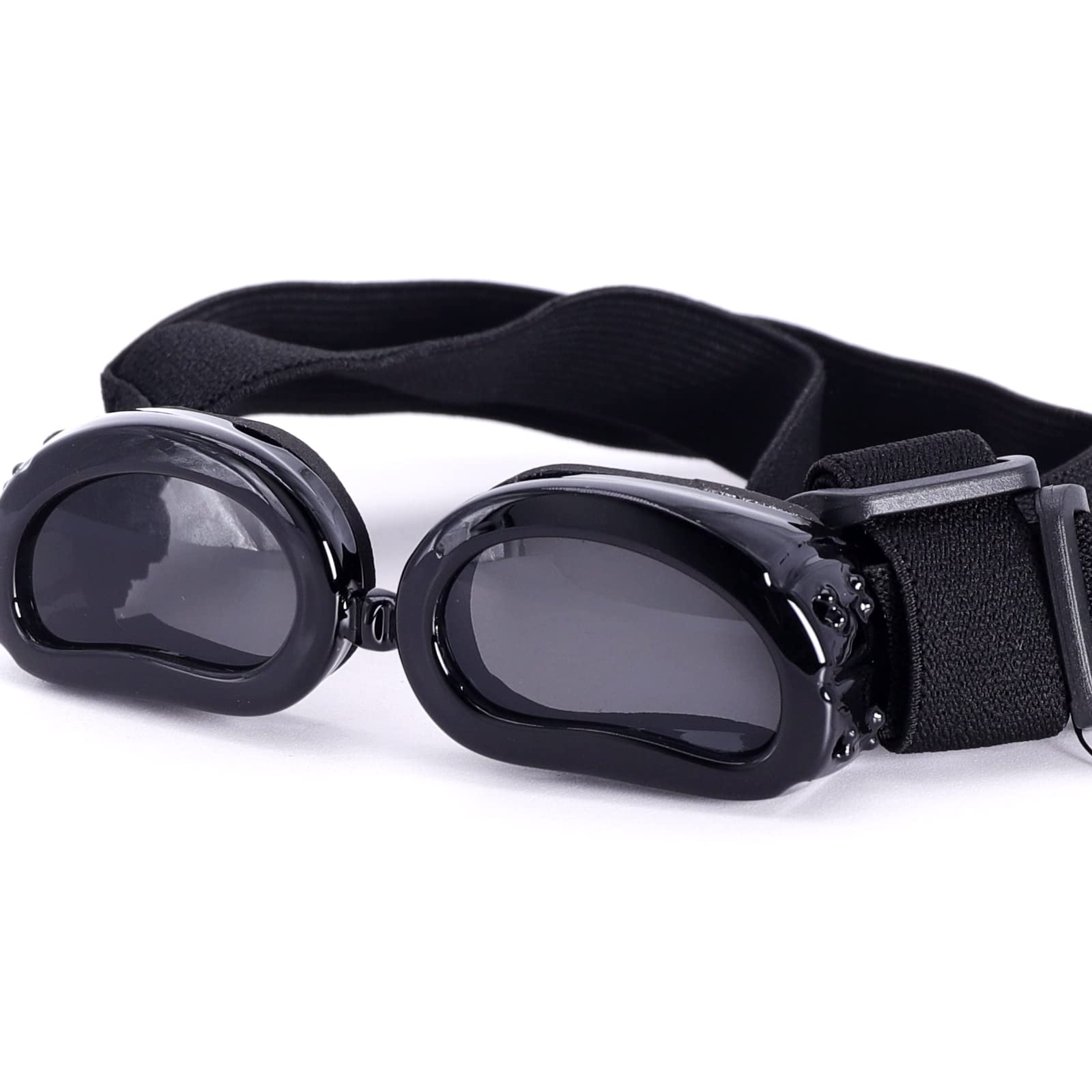 TRIROCK cute design Dog Goggles and Sunglasses Prevention from ultraviolet UV rays for small pets for dogs w/Chin Strap (Black))