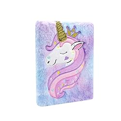 Fuzzy Plush Notebook Journal Cute Rainbow Unicorn