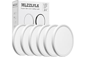 6PK 12 inch LED Flush Mount Ceiling Light Fixture,24W Super Slim LED Ceiling Light 2400LM,3000K/4000K/6000K CCT Selectable,Cl