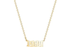 Glimmerst Birthday Year Necklace, 18K Gold Plated Stainless Steel Birth Year Number Pendant Necklace Memorable Anniversary Jewelry for Women Girls