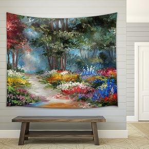 Oil Painting Landscape - Colorful Forest - Fabric Wall Tapestry Home Decor - 51x60 inches