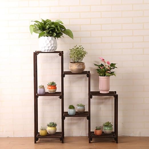 YXWa Puesto de Plantas Soporte de Plantas de Madera de 7 Niveles ...