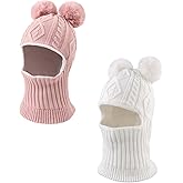 Winter Baby Knitted Hat Scarf Kids Boys Girls Hood Hats Toddler Earflap Beanie with Pompom