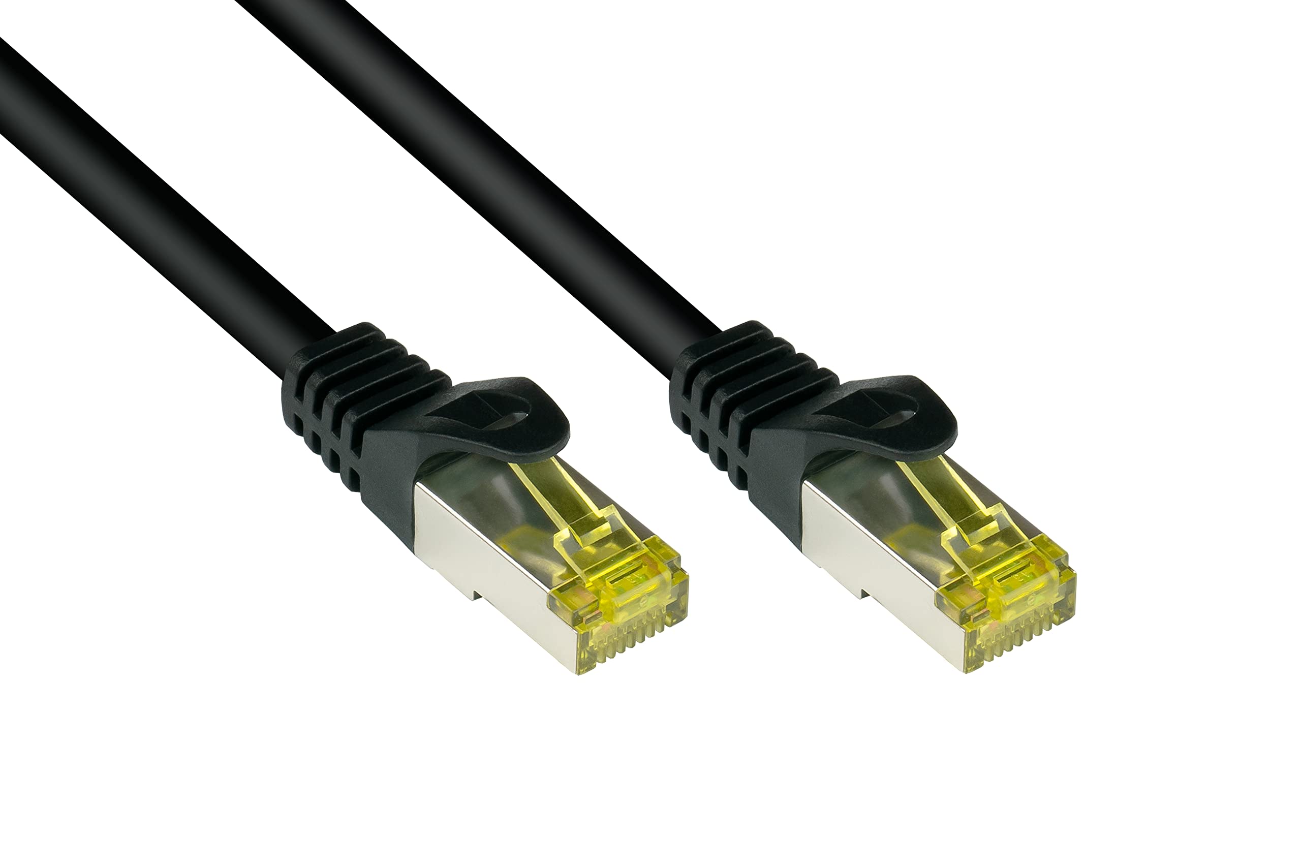 Good Connections Cat.5e Ethernet LAN Patch Cable Snagless RNS, SF/UTP, 100 MHz; Gigabit Capable (10/100/1000 Base-T Ethernet Networking) for Patch Panel, Switch, Router, Modem black 0.25 m