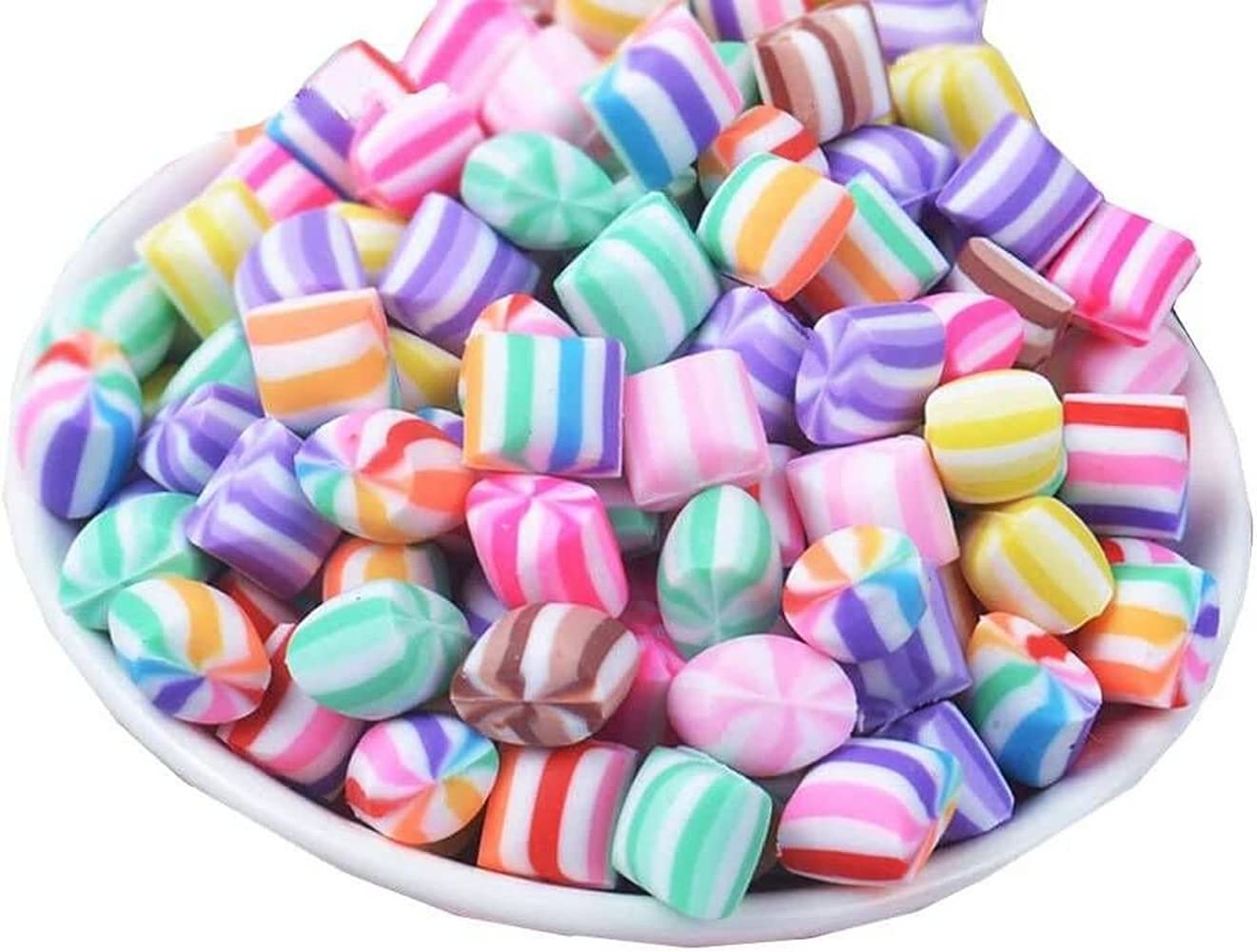30pcs Assorted Charms Rainbow Marshmallow Candy Heart Shaped Resin Charms Slices Flatback Buttons Cabochons for Handcraft Fairy Garden Accessories Scrapbooking DIY Crafts(Rainbow)