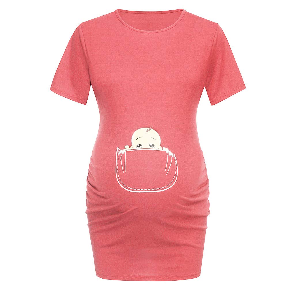 Lazzboy T-Shirt Sommer Mutterschaft Schwangerschaft Frauen Cartoon Baby Print Starren Kleidung Schwangere Lustig Plus Gr/&ouml;/&szlig;e L-3XL