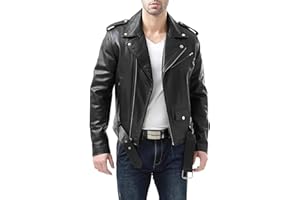 Leather Jackets for Men Casual Long Sleeve Asymmetric Zip-Up Belt Jacket Fashion Motorcycle Coat