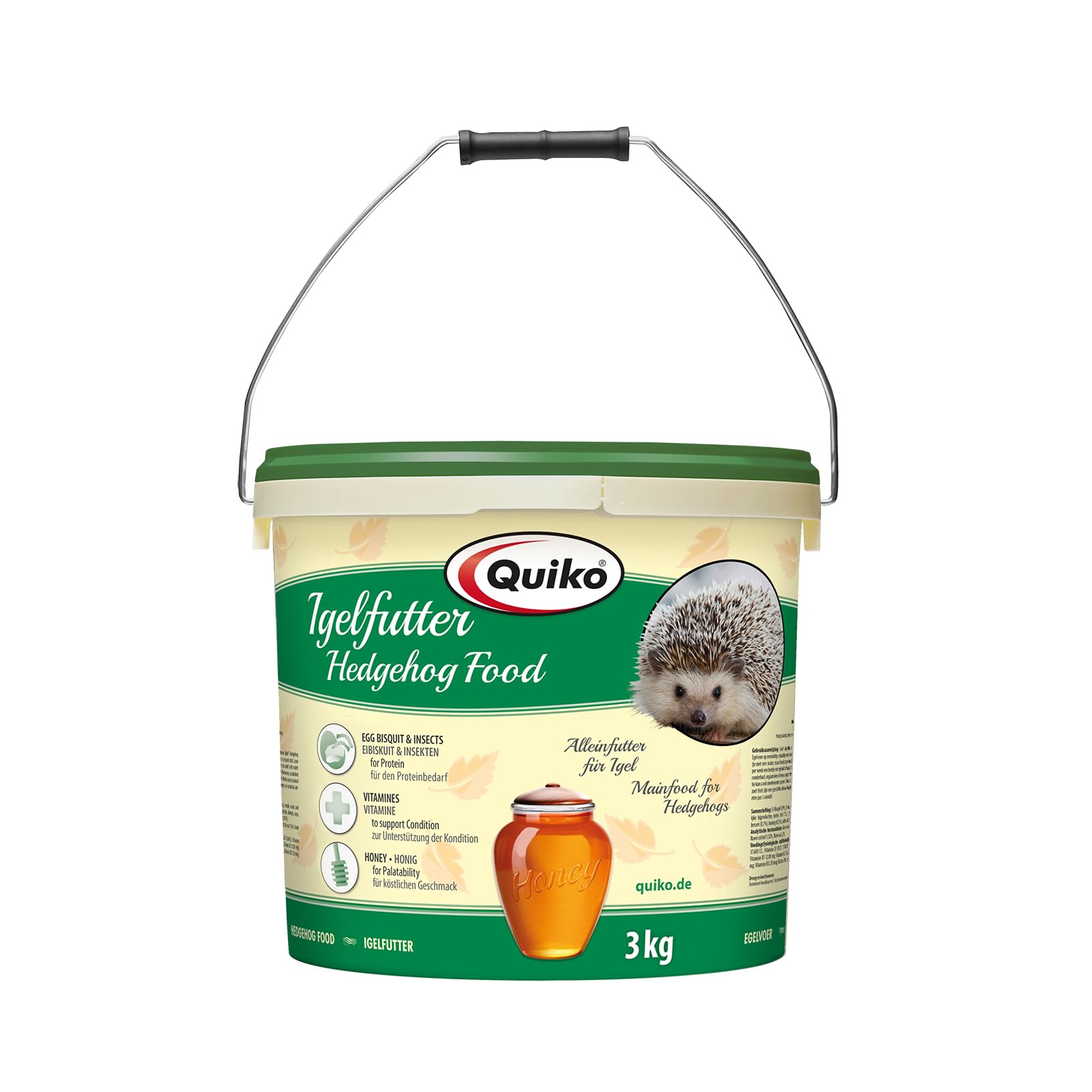 Quiko Hedgehog Food 3 kg Complete Food with Insects, Egg Biscuits, Honey, Fruits & Berries - Specially Tailored to the Needs of Hedgehogs