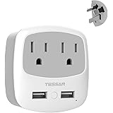 China Australia New Zealand Power Plug Adapter, TESSAN Type I Travel Adaptor with 2 USB Ports 2 American Outlets, US to Austr