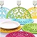 ME.FAN Trivets for Dishes/Pots/Pans, 3 Pcs Silicone Mats, Flexible/Durable/Non Slip Hot Pads to Protect Table and Counter Top (Blue)
