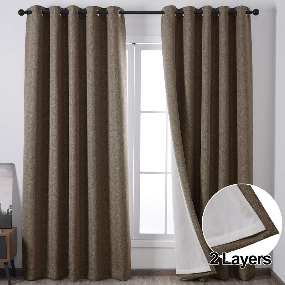 QINUO HOME 2 Layer Linen Effect Machine Washable Fully Lined Treatment