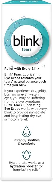 BLINK TEARS LUBRICATING EYE DROPS, MOISTURIZING & SOOTHING FOR MILD TO MODERATE DRY EYES, WITH HYALURONATE, REDUCES DISCOMFORT, LONG-LASTING HYDRATION, SOOTHES & MOISTURIZES, 1 FL OZ