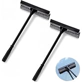 Zhengmy 2 Pcs 15.8" Car Window Squeegee with Sponge Windshield Cleaner Tool | Long Handle Window Squeegee for Car with Sponge, for Gas Station, Auto Glass, Home Window, Shower Doors and Outdoor Cleaning
