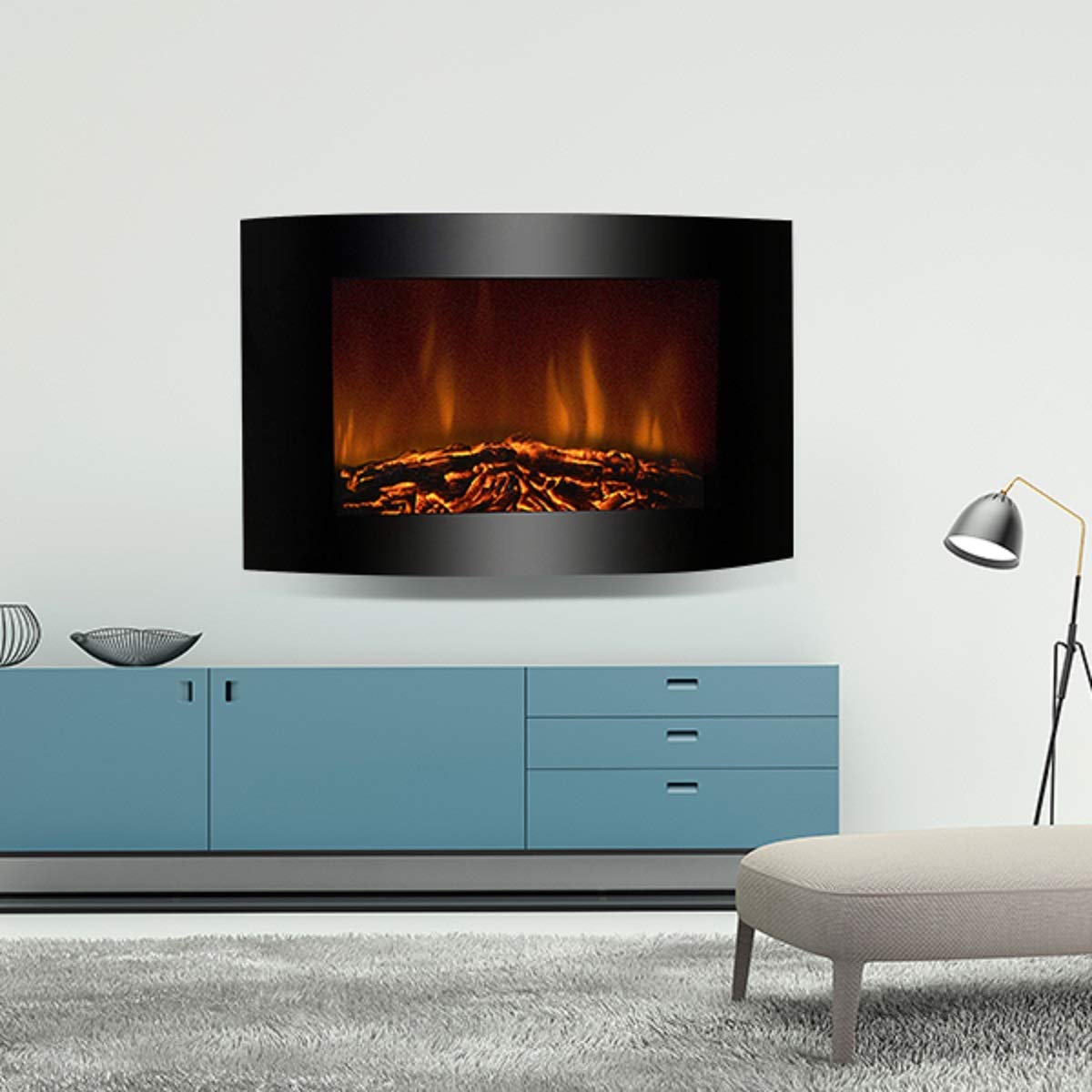 COSTWAY Elektrokamin Mit Heizung Wandkamin Elektrisch Dekokamin Mit