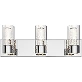 artika Essence 23W LED Modern Vanity Light Fixture, Chrome Finish with Bubble Glass and Glass Diffusers - Ideal for Bathroom 