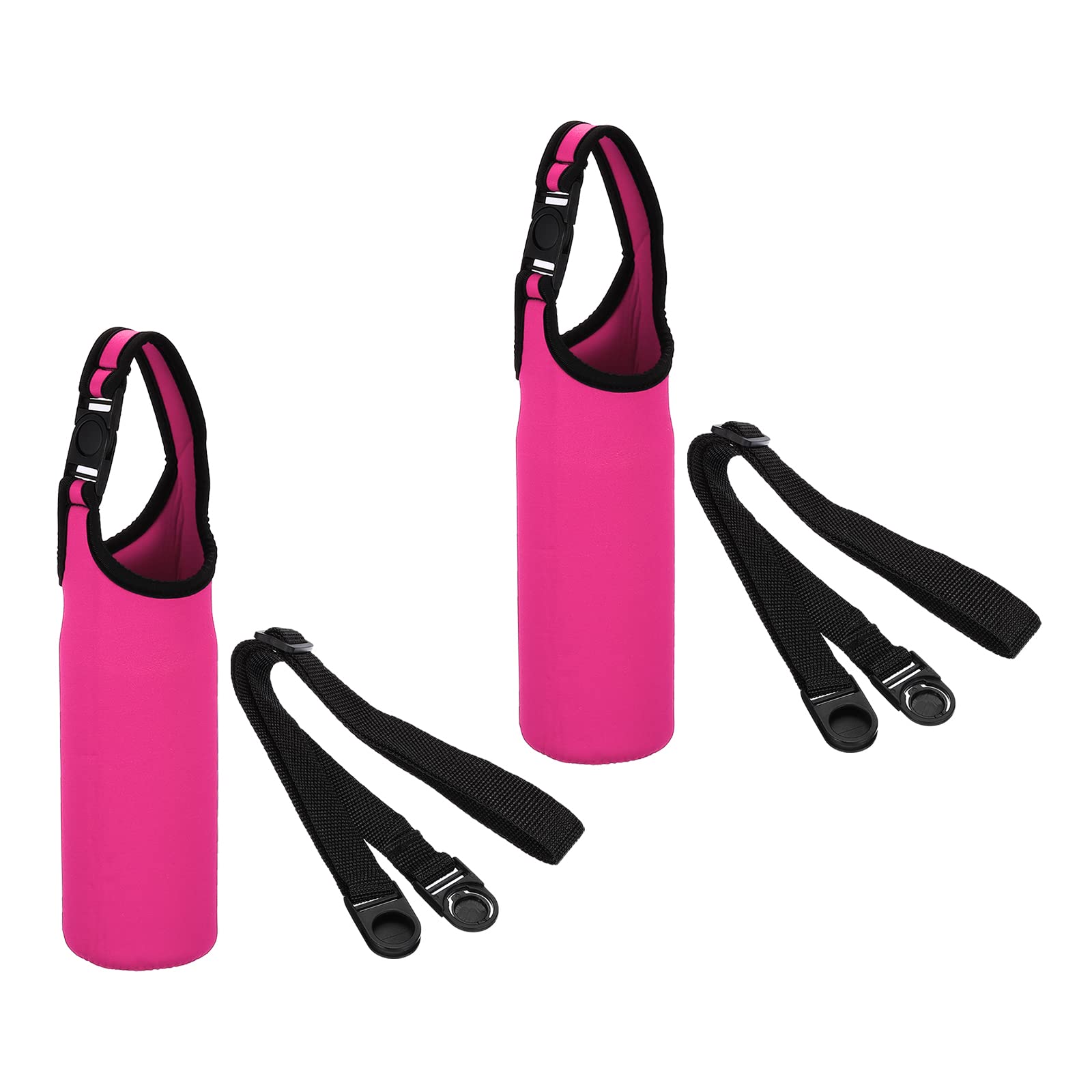 PATIKIL 67mmx185mm Water Bottle Sling Bag, 2 Pack Neoprene Portable Insulated Bottle Holder Carrier with Removable Adjustable Shoulder Strap, Rose Red