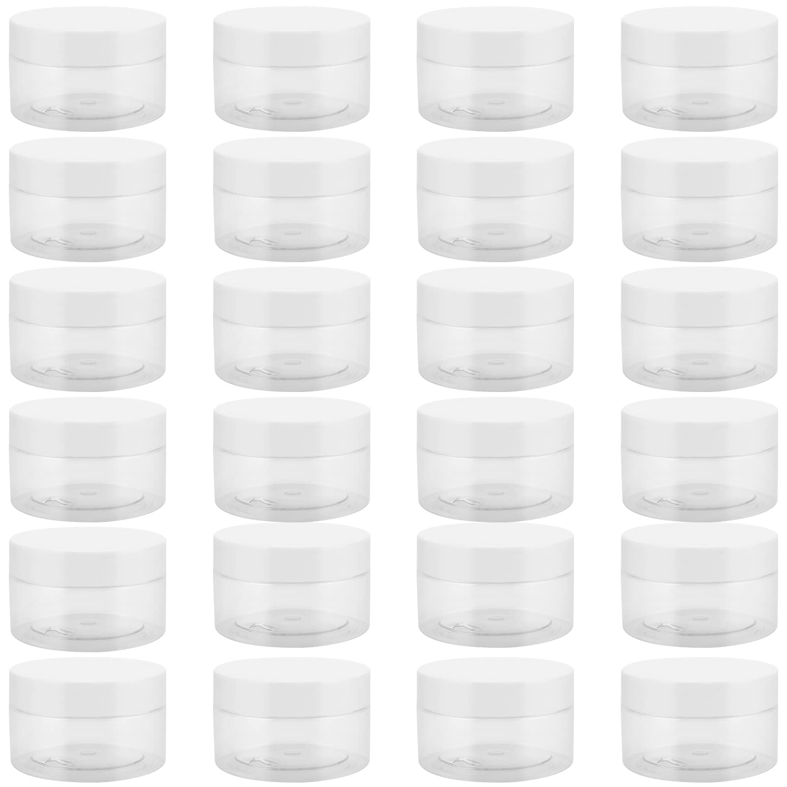 JEUIHAU 24 Pack 100ml Clear Plastic Jars with Lids, BPA-Free Empty Slime Storage Jars, Wide Mouth Plastic Container for Slime, Spices, Makeup, Grains, Crafts