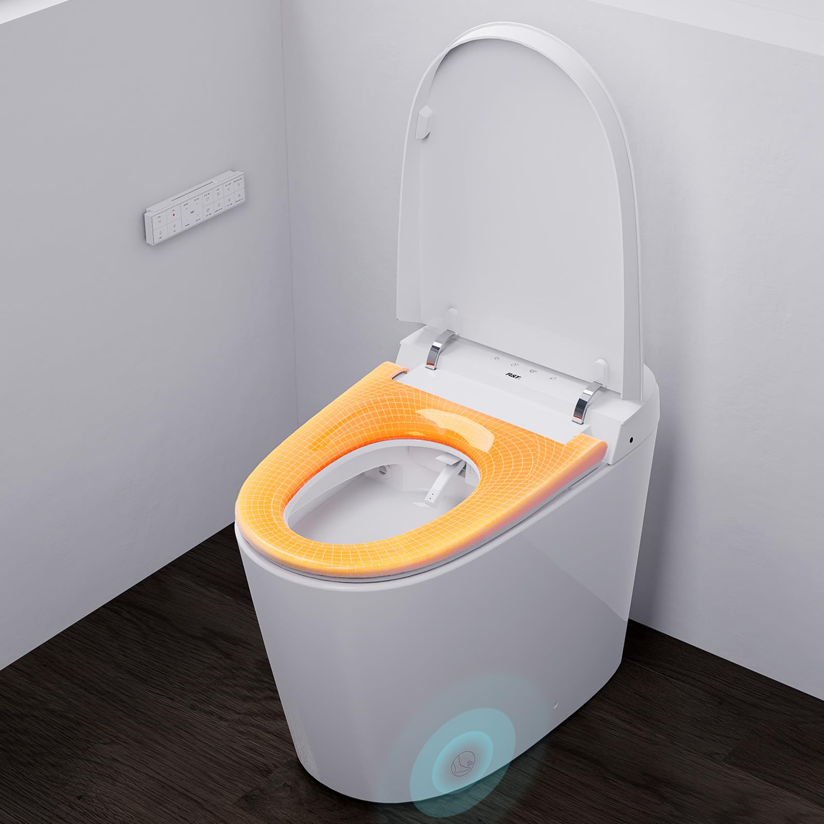Photo 1 of R&T Smart Toilet With Bidet Built In, One-Piece Intelligent Toilet for Bathroom with Auto Flushing, Foot Sensor, Elongated Heated Bidet Seat, Remote Control Warm Water, Warm Air Drying Toilet
