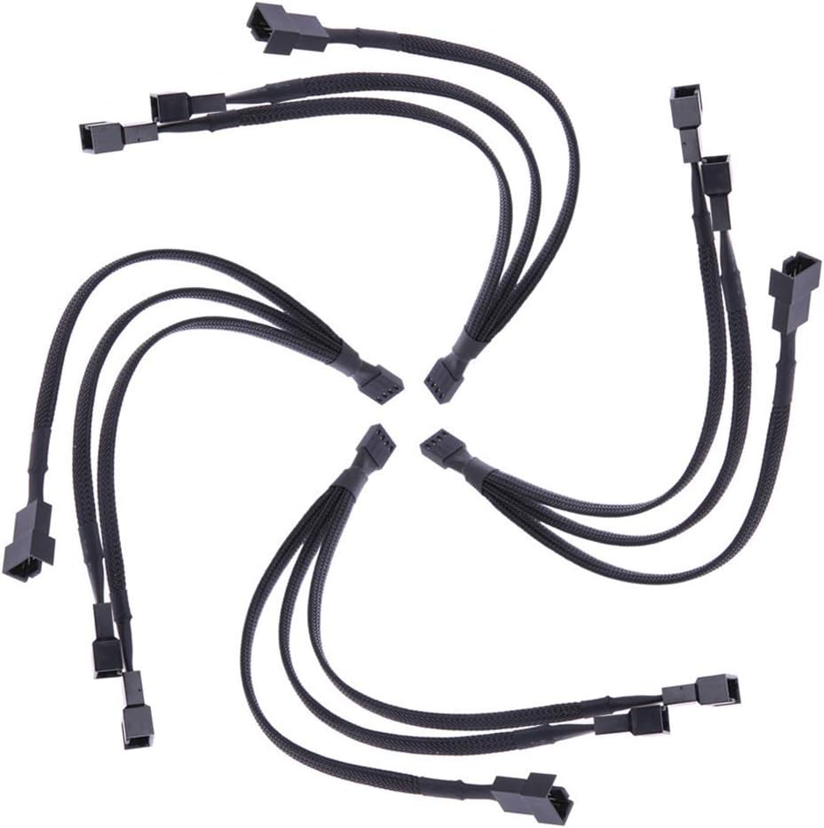 YMWALK 4 pin PWM Fan Cable Fan Splitter Adapter Cable 1 to 3 ways Converter Y Shaped Splitter Black Sleeved Extension Cable for Host Case (Pack of 4) - Image 4