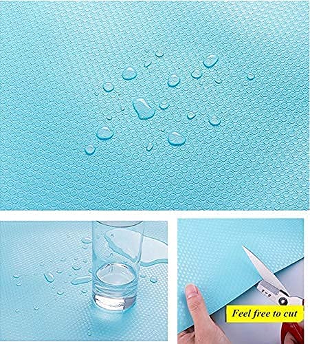 Aliyya Shelf Liner Kitchen Drawer Mats, Non-Adhesive EVA Cabinet Liners Non Slip Waterproof Refrigerator Liners for Shelves for Cupboard, Cabinet, Drawer Liner - Blue, 17.7 X 78.7 Inches