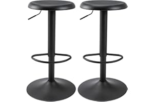 Brage Living Adjustable Bar Stools Set of 2, Swivel Round Metal Airlift Barstools, Backless Counter Height Bar Chairs for Kitchen Dining Room Pub Cafe (Black)