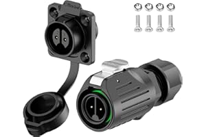 PLUGOOD EW-LP16 Industrial Waterproof Connector IP68 Quick Plugging Circular Connector PBT Plastic Shell Aviation Connector Fast Release Electrical Connector M16 2-9 Pin Flange Socket (2 Pin)