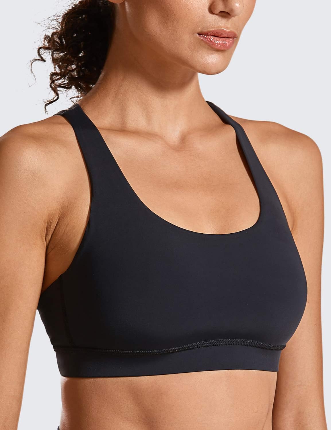 CRZ YOGA Strappy Padded Sports Bra for Women Activewear Medium Support Workout Yoga Bra Tops at  Women’s Clothing store