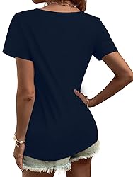 Elesomo Short Sleeve Tops for Women Summer Vneck